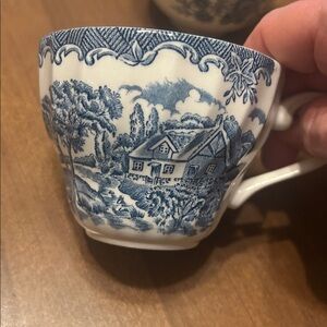 Vintage Blue and White Porcelain Tea Cups